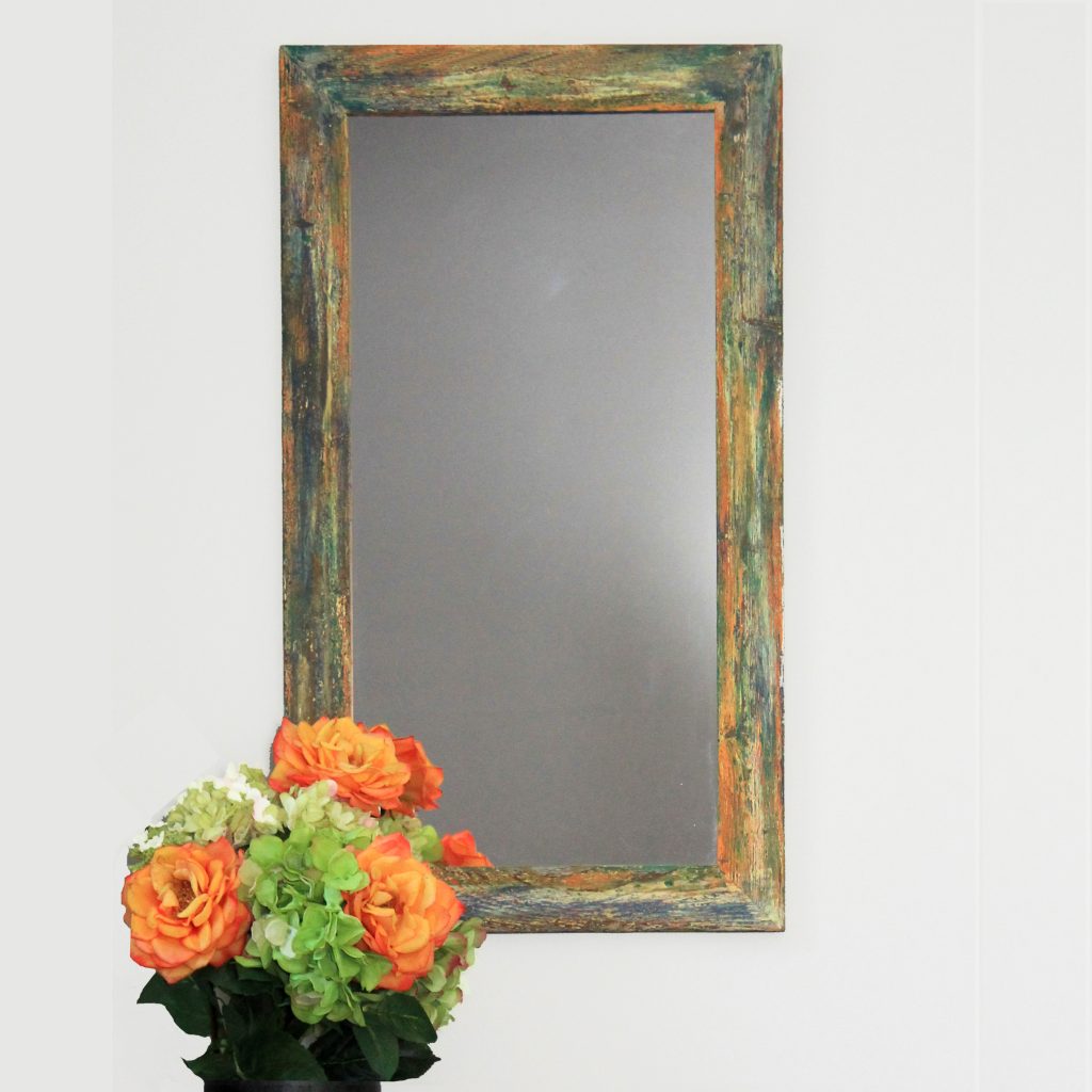 Fresco Painted Barnwood Mirror