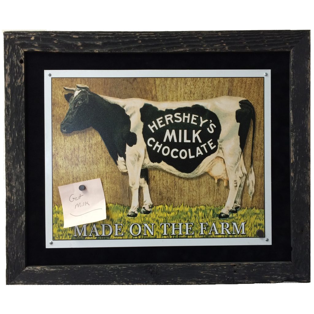 Vintage Barnwood Magnet Board with Cow Image