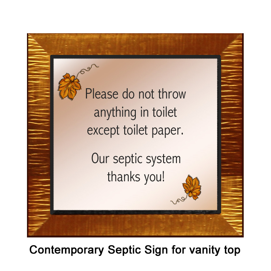 contemporary copper septic sign for vanity top