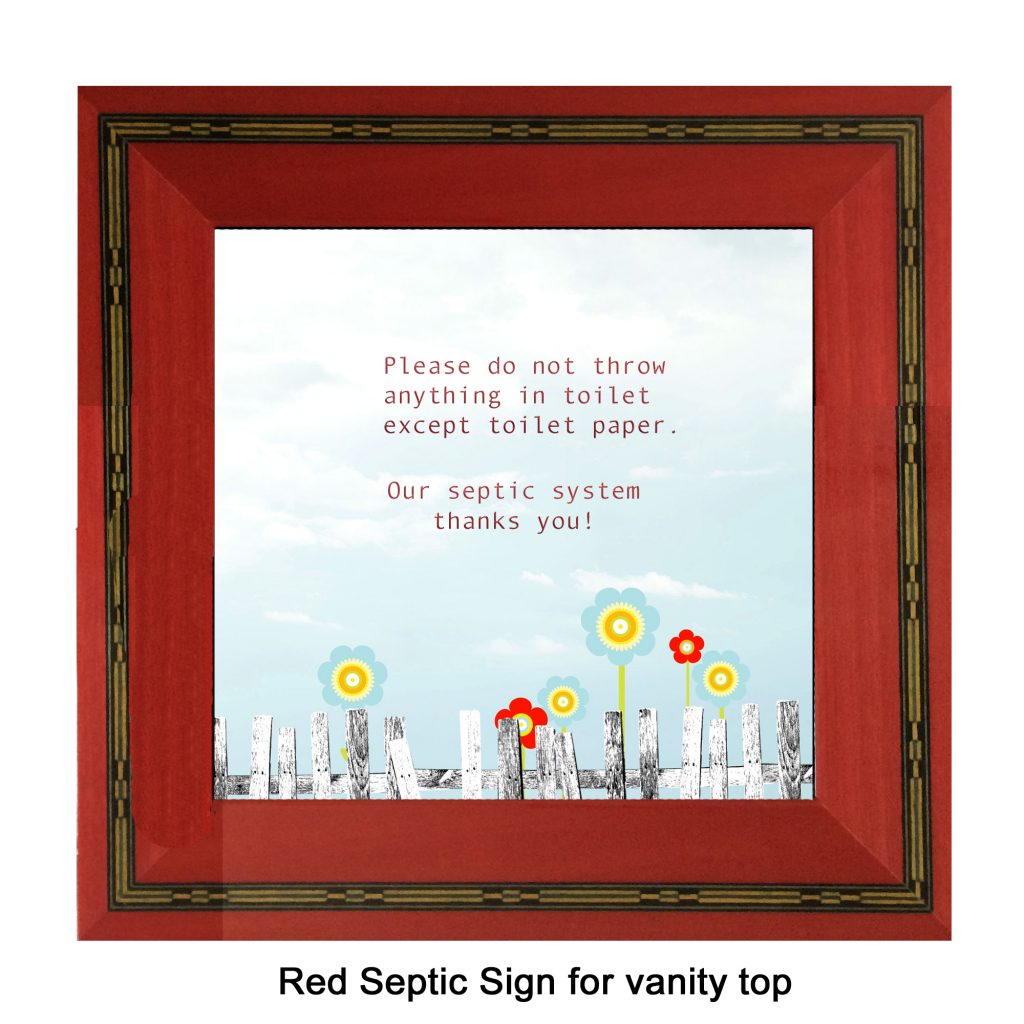 Red marquetry septic sign